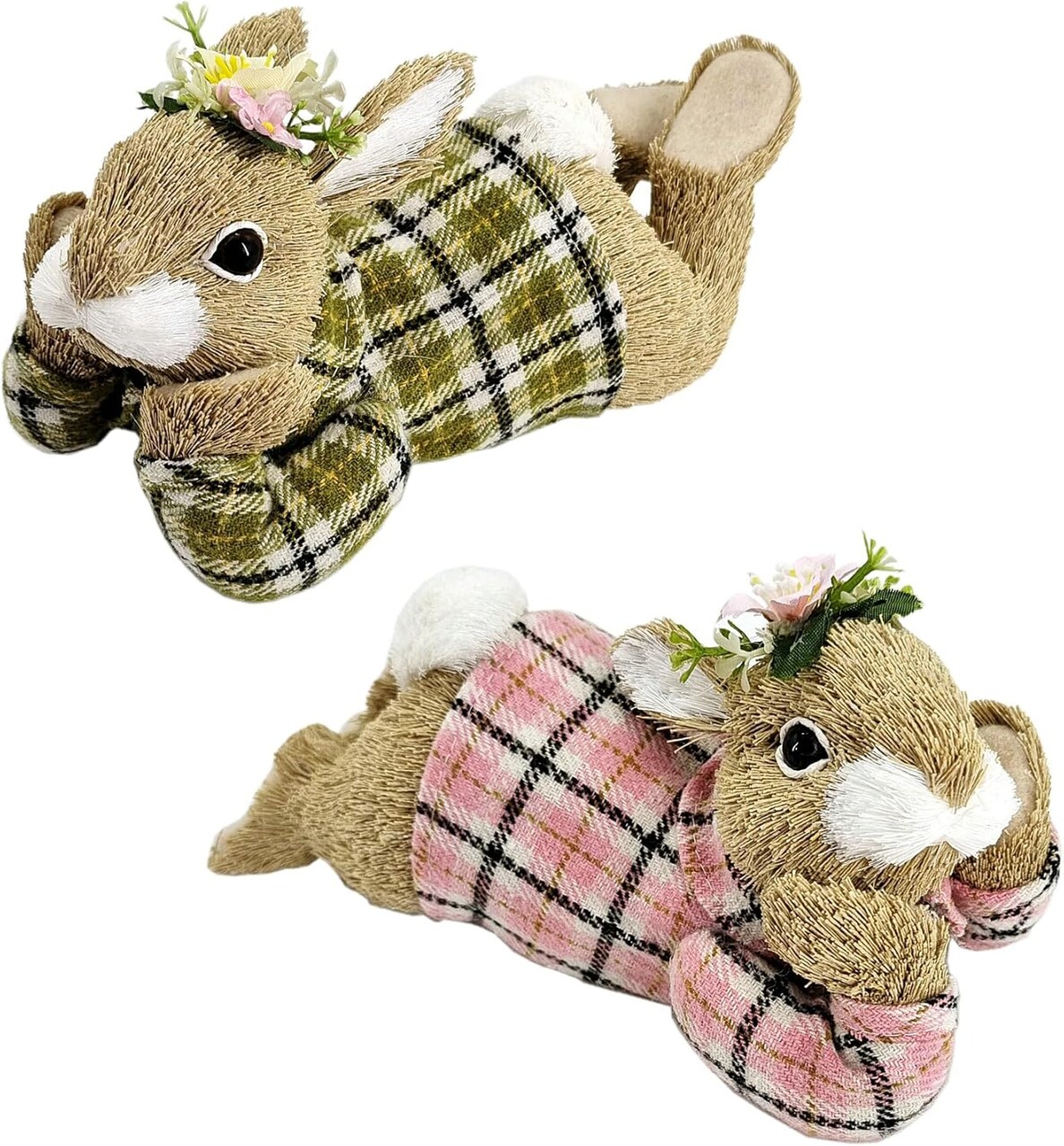 8.9" Sisal Easter Bunny Decor – Set of 2 Rustic Bunny Figurines
